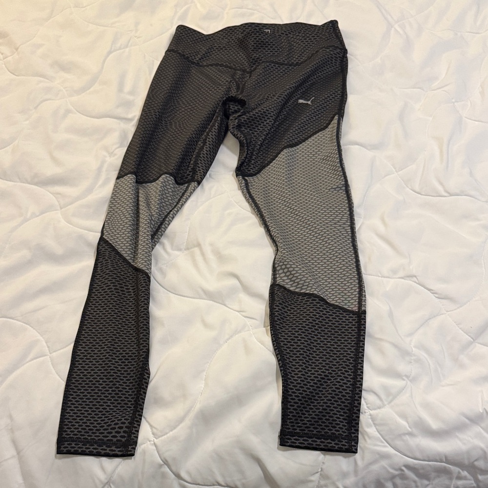 Puma Mesh Patterned Black and Gray Leggings